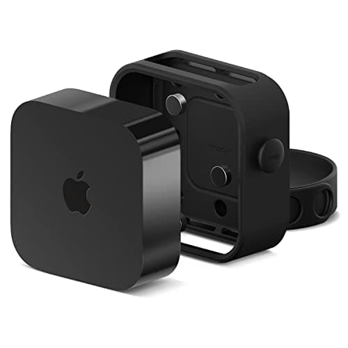 【elago】 Apple TV 4K 2022 対応 ケース マウント カバー シリコン 製 3 WAY (ネジ 固定 ストラップ 吊るす マグネット つける) ホルダー 壁掛け用 ブラケット シリコーン 傷 防止 指紋防止 カバー アップルTVケース [ AppleTV 第3世代 / アップルTV 4K / アップル TV 第 3世代 対応 ] MULTI MOUNT ブラック