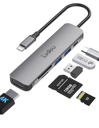 2025高機能版 USB C ハブ 6-in-1 Lvdou アダプタ｜100W PD充電対応・4K 60Hz HDMI・MicroSD/SDカードリーダー搭載｜MacBook Pro/Air, iPad Pro, iPhone 15/16, Surface Pro, Switch2/Switch, Galaxy Book, Chromebook対応 ノートPC/タブレット用