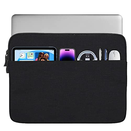ノートパソコン ケース 13-14インチ MacBook Air/Pro 2025 /MacBook Air M4/M3/M2/M1/MacBook Pro M5/M4/M3/M2/M1 全面保護 耐衝撃 防水 ノートPC ケース 対応 VAIO S13/LIFEBOOK WU2/G2/WU4/G2 タブレット インナーバッグ スリーブバッグ （ブラック、前面ポケット）