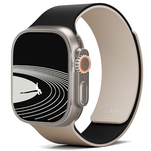 MOFT【公式直営店】アップルウォッチ用バンド マグネット シリコン Apple Watch対応バンド スポーツ 交換ベルト 軽量 通気性 防汗 マグネット留め具付き コンパチブル Ultra/Ultra 2/Ultra 3/S11/S10/S9/S8/S7/S6/S5/S4/S3/S2/S1/SE/SE2/SE3に適用 42mm 44mm 45mm 46mm 49mm（ジェットブラックxサンドベージュ）