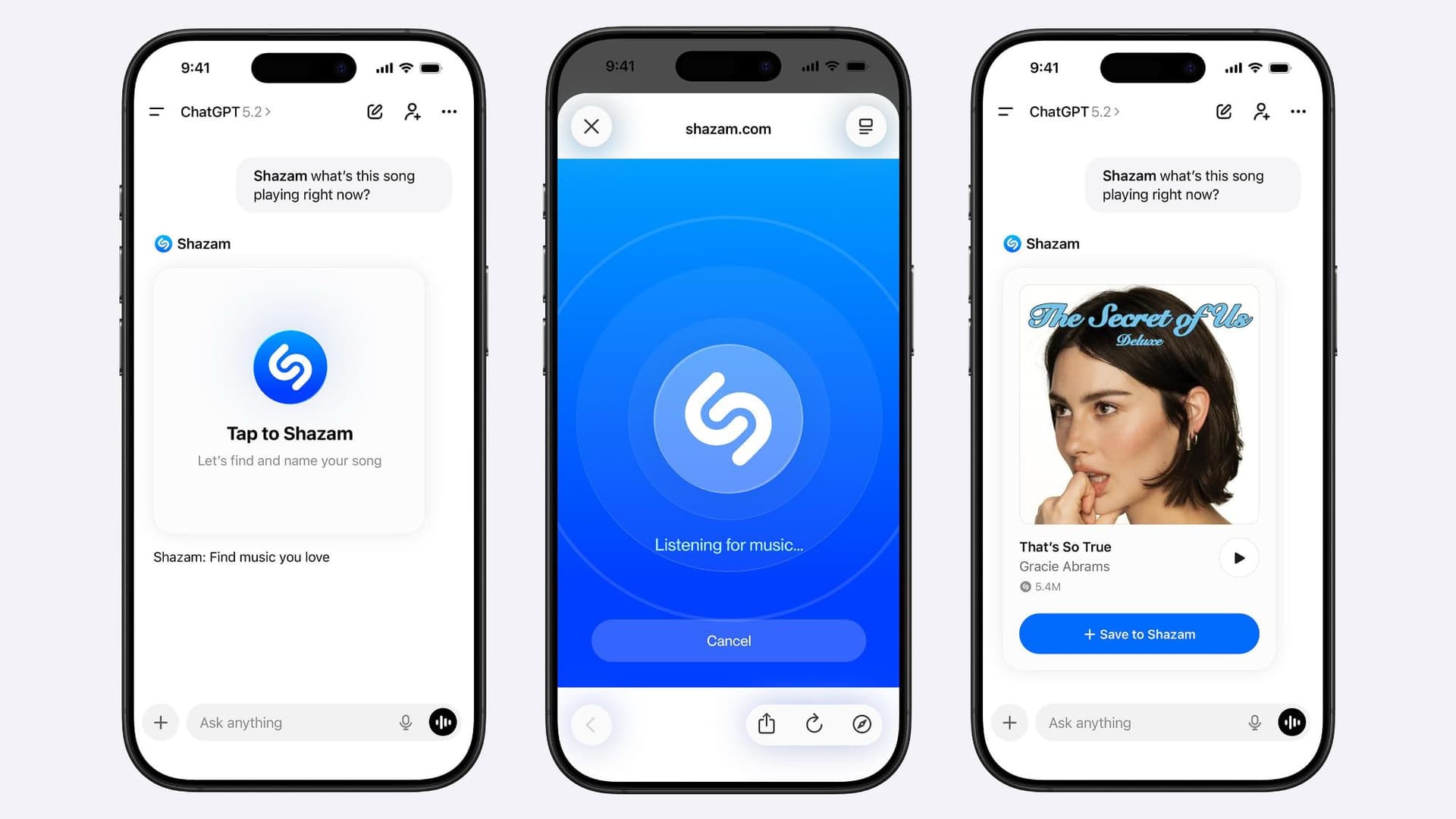 ChatGPTにShazamが統合、音楽認識機能をアプリ内で利用可能に