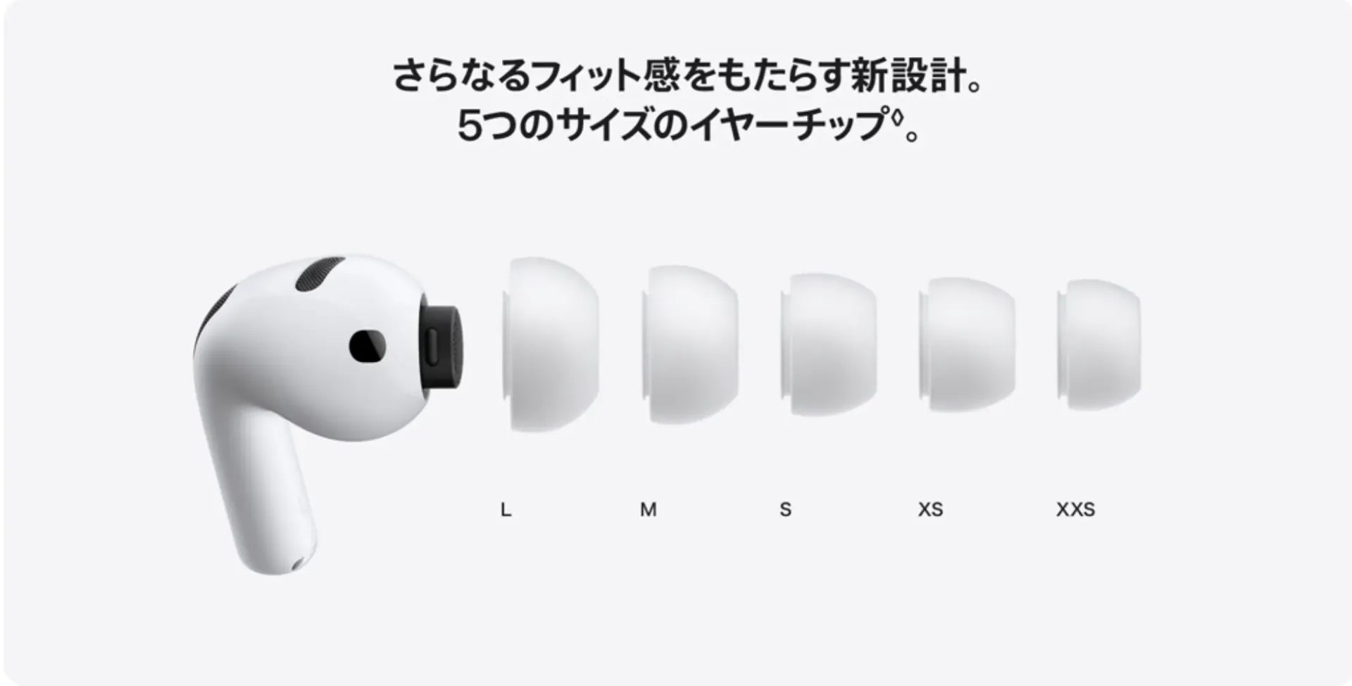 AirPods Pro 3のイヤーチップ：L/M/S/XS/XXSの5サイズ展開