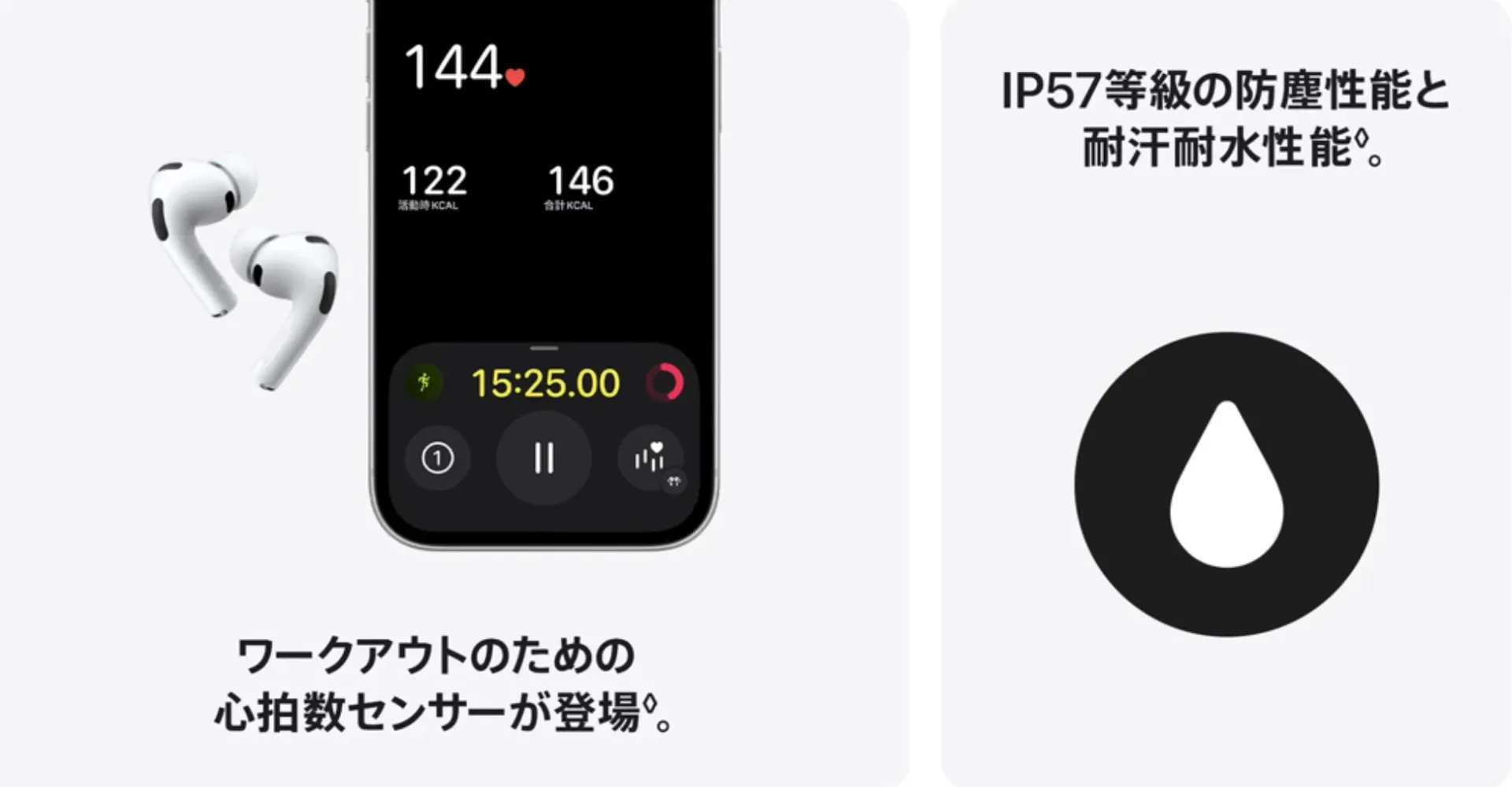 AirPods Pro 3の心拍数センサーとIP57防水防塵